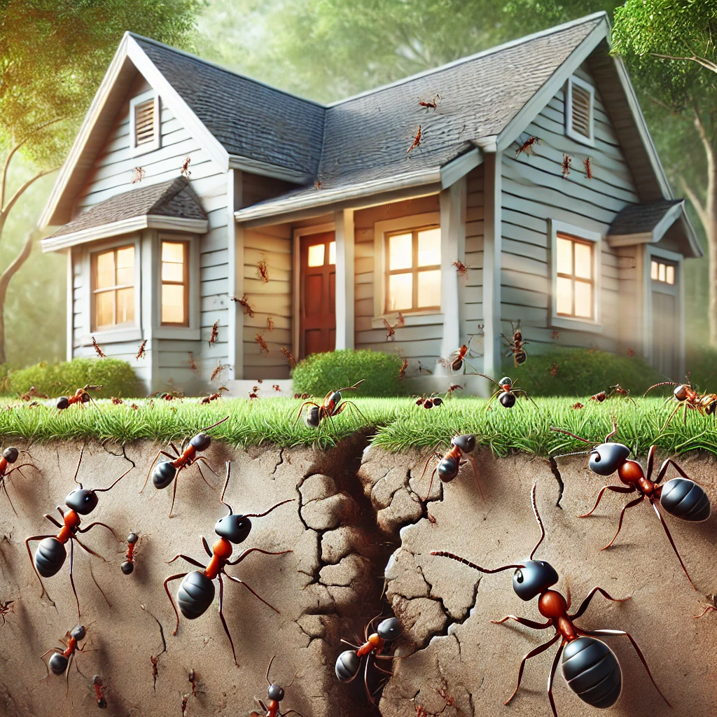 Ants invading a home in Rhode Island, highlighting the need for Pro Mosquito Solutions’ expert ant control services to protect homes from infestations.