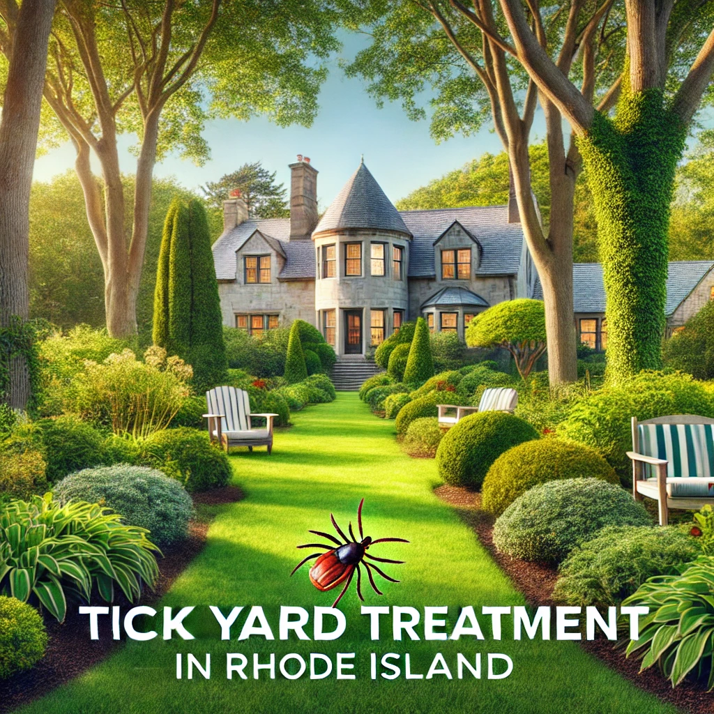 Tick yard treatment in Rhode Island by Pro Mosquito Solutions, providing safe and pest-free outdoor spaces for families and pets.