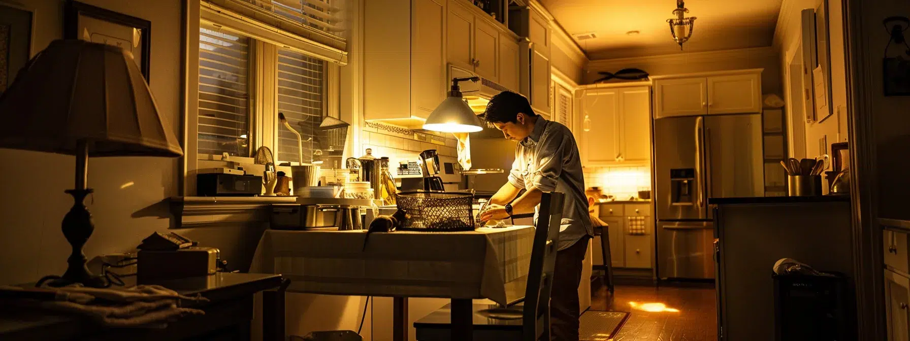 a professional exterminator in rhode island expertly setting up traps in a cranston home to tackle a brown rat infestation.