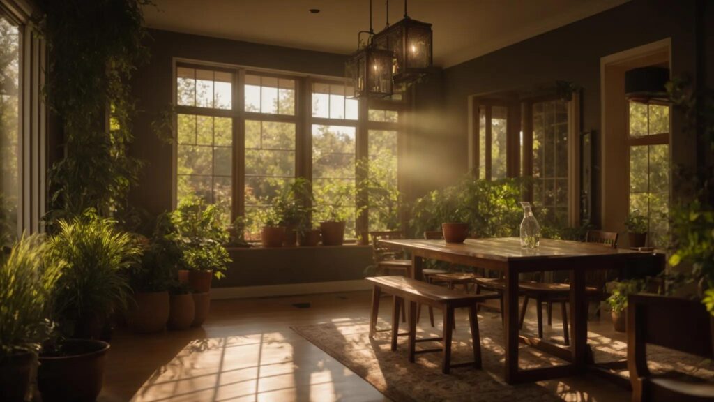 a serene, well-maintained home with a peaceful garden, illuminated by soft morning light, symbolizes the effectiveness of rodent extermination services in creating a pest-free sanctuary.