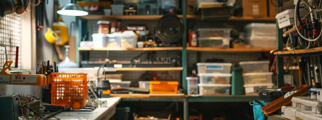 A focused close-up of a well-organized pest control workspace, displaying an array of traps, baits, and exclusion tools illuminated by natural light, highlighting professionalism and effective rodent management in an urban setting.