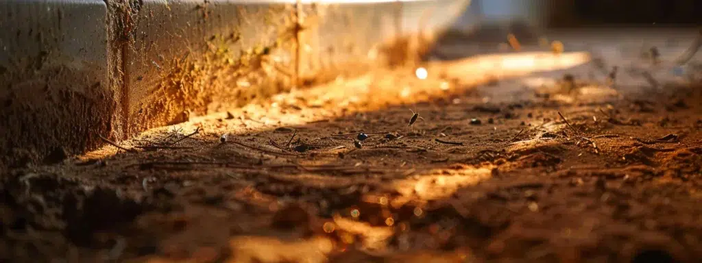 A close-up view of a well-maintained home foundation featuring innovative pest control treatments, highlighting preventative measures against earwigs in a clean and vibrant environment under warm natural light.