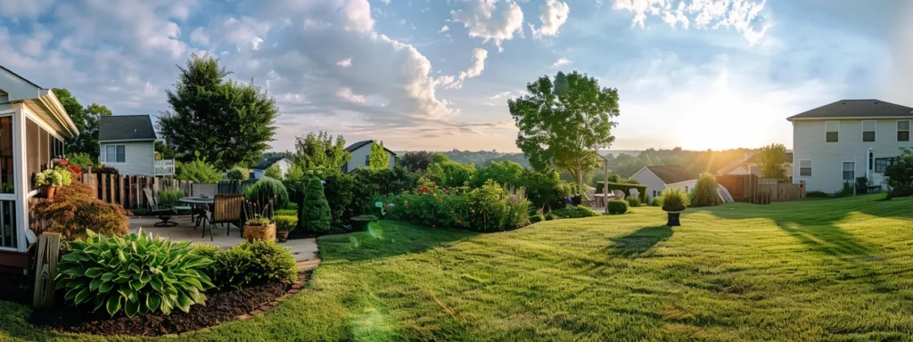 an inviting west virginia backyard, vibrant with lush greenery and decorative pest-repelling plants, showcases effective diy pest control methods like natural traps and deterrents amidst a sunny, clear sky.