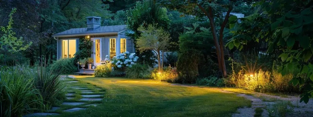 a well-lit, inviting rhode island home showcases a serene garden, emphasizing the importance of effective pest control while highlighting a peaceful, pest-free environment that reflects homeowners' satisfaction and concern for health.