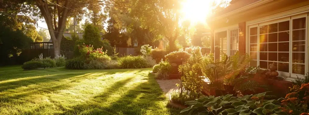 A serene suburban home bathed in warm, golden sunlight, surrounded by a lush, pest-free garden, symbolizing comfort, security, and the lasting benefits of expert pest control.