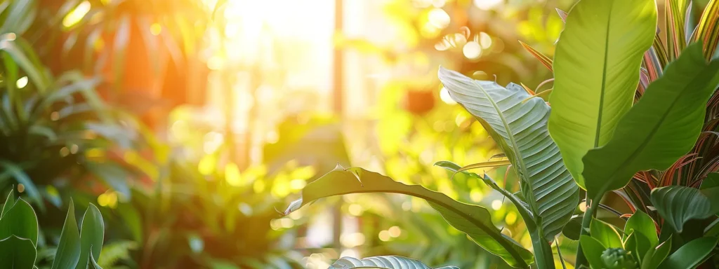 a vibrant garden scene showcases a healthy array of plants flourishing in the sunlight, symbolizing proactive pest control through natural, sustainable practices for a pest-free home.